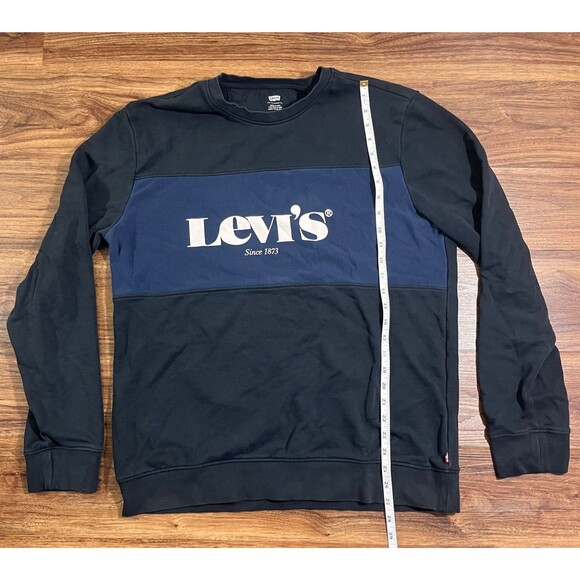 Levi's Sweatshirt Men Black Crew Neck Spell Out Logo Long Sleeve Sweater Size XL - Picture 5 of 8